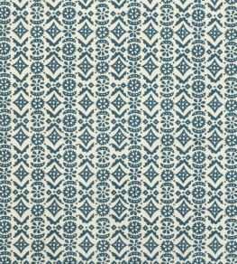 Hawelka Fabric by Volga Linen Oyster/Prussian Blue