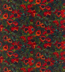 Helianthus Velvet Fabric by Harlequin Vermillion / Harrisa / Fig Leaf