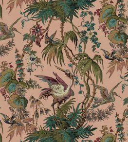Herons Velvet Fabric by Warner House Pink