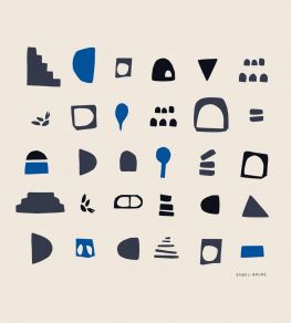 Hieroglyphes By Babel Brune Mural by Casadeco Blue