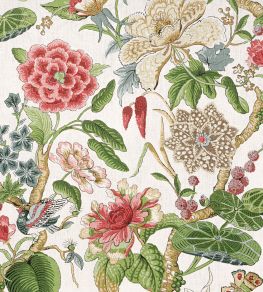Hill Garden Fabric by Thibaut Coral and Green