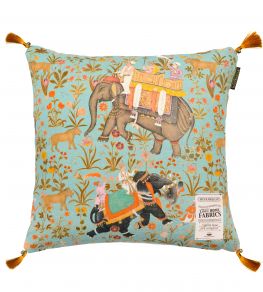 Hindustan Cushion 50 x 50cm by MINDTHEGAP Aquamarine