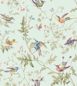 Hummingbirds Cotton Fabric by Cole & Son Duck Egg