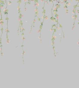 Hummingbirds Flora Mural by Cole & Son Rose & Olive on Grey