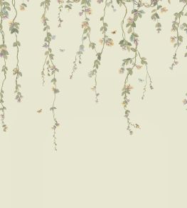 Hummingbirds Flora Mural by Cole & Son Multi, Old Olive on Eau Du Nil