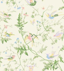 Hummingbirds Silk Fabric by Cole & Son Bright Multi