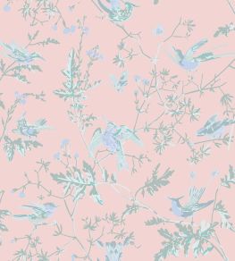 Hummingbirds Silk Fabric by Cole & Son Blush