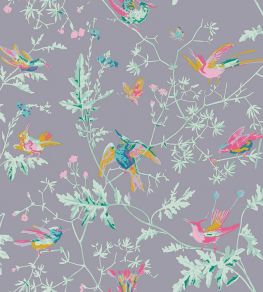 Hummingbirds Silk Fabric by Cole & Son Perinwinkle