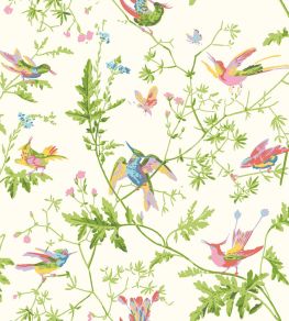 Hummingbirds Silk Fabric by Cole & Son Pearl