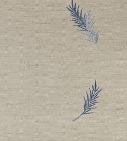 Embroidered Union Fern Fabric by Ian Mankin Blue