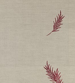Embroidered Union Fern Fabric by Ian Mankin Red