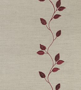 Embroidered Union Leaf Fabric by Ian Mankin Claret