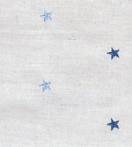 Embroidered Union Star Fabric by Ian Mankin Blue
