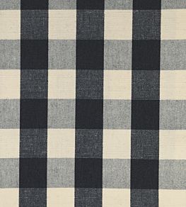 Suffolk Check Large Fabric by Ian Mankin Black