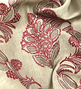 Pasha Embroidery Fabric by Ian Sanderson Rajah Red