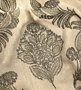 Pasha Embroidery Fabric by Ian Sanderson Charcoal
