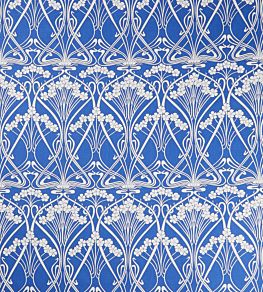 Ianthe Bloom Stencil in Chiltern Linen Fabric by Liberty Lapis