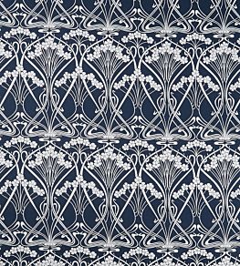 Ianthe Bloom Stencil in Chiltern Linen Fabric by Liberty Pewter
