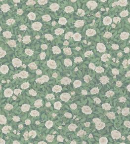 Idyll Roses Linen Union Fabric by Cole & Son Eau de Nil