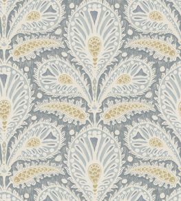 Ikat Clover Wallpaper by Josephine Munsey Blue and Yellow
