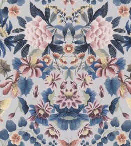 Ikebana Damask Wallpaper by Designers Guild Slate Blue