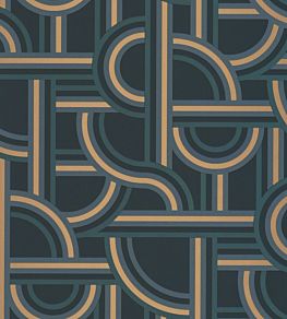 Impass Wallpaper by Caselio Oil Blue Gold