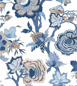 Indienne Jacobean Wallpaper by Thibaut Blue and White