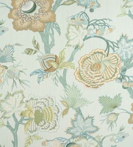 Indienne Jacobean Fabric by Thibaut Seaglass and Gold