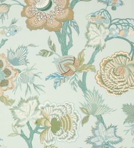 Indienne Jacobean Wallpaper by Thibaut Seaglass and Gold