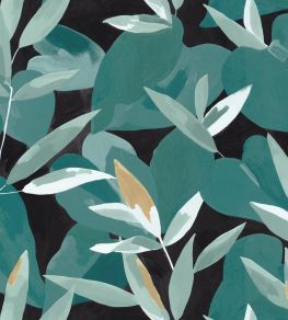 Influence Wallpaper by Caselio Vert Emeraude Dore Found Noir