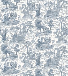 Islet Hoping Toile Wallpaper by Josephine Munsey Blue