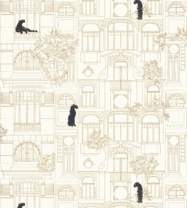 James Wallpaper by Caselio Blanc Noir Or