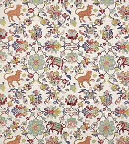 Animal Tapestry Fabric by Jane Churchill Red/Teal