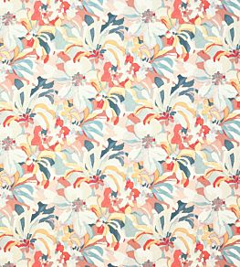 Hot House Fabric by Jane Churchill Red/Aqua