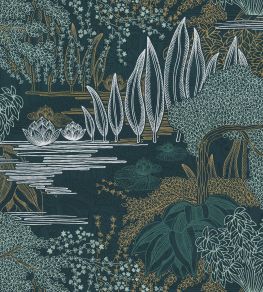 Jasmin Wallpaper by Casamance Petrole / Celadon