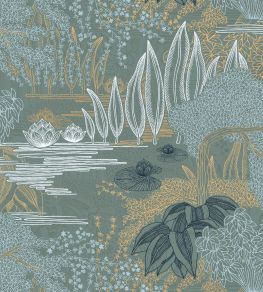 Jasmin Wallpaper by Casamance Vert De Gris / Dore