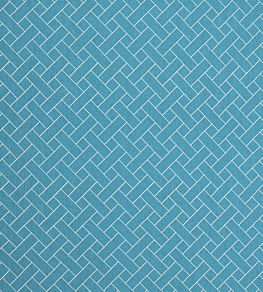 Lisboa Fabric by Jim Thompson No.9 Turquoise & White