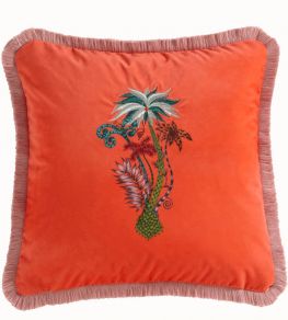 Jungle Palms Cushion 43 x 43cm by Clarke & Clarke Coral