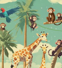 Jungle Tree Tops Vinyl Mural by Today Interiors Green/Blue