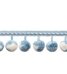 Kaleidoscope Pom Pom Fringe Trimming by Samuel & Sons Porcelain Blue