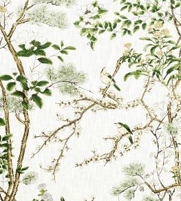 Katsura Fabric by Thibaut Green and White