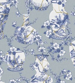 Kintsugi Pot Metallic Wallpaper by Jannelli&Volpi Blue