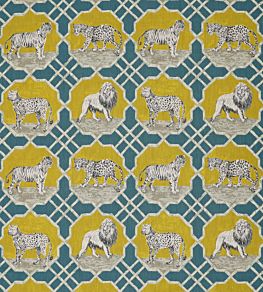 Kitty Cat Fabric by Jim Thompson No.9 Teal