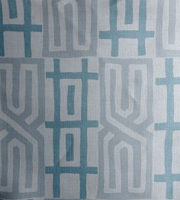 Kuba Fabric by Titley and Marr Aqua & Stone
