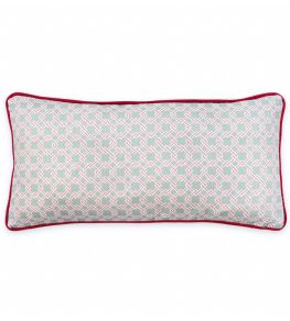 Lattice Cane Cushion 50 x 25cm by Barneby Gates Olive/Red