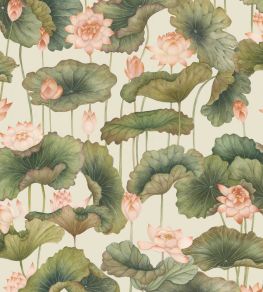 Lily Lotus Wallpaper by Cole & Son Olive & Orange