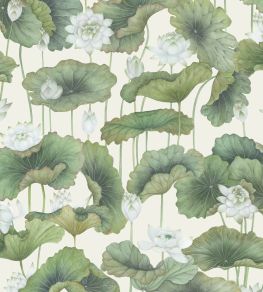 Lily Lotus Wallpaper by Cole & Son White on Cream