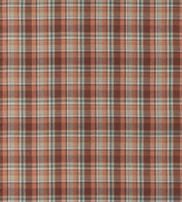 Lindisfarne Plaid Fabric by Mulberry Home Russet/Aqua