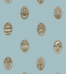 Linear Cameos Wallpaper by Josephine Munsey Cobber Spruce and Dew