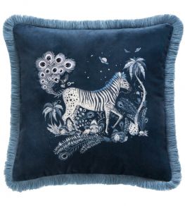 Lost World Cushion 43 x 43cm by Clarke & Clarke Navy